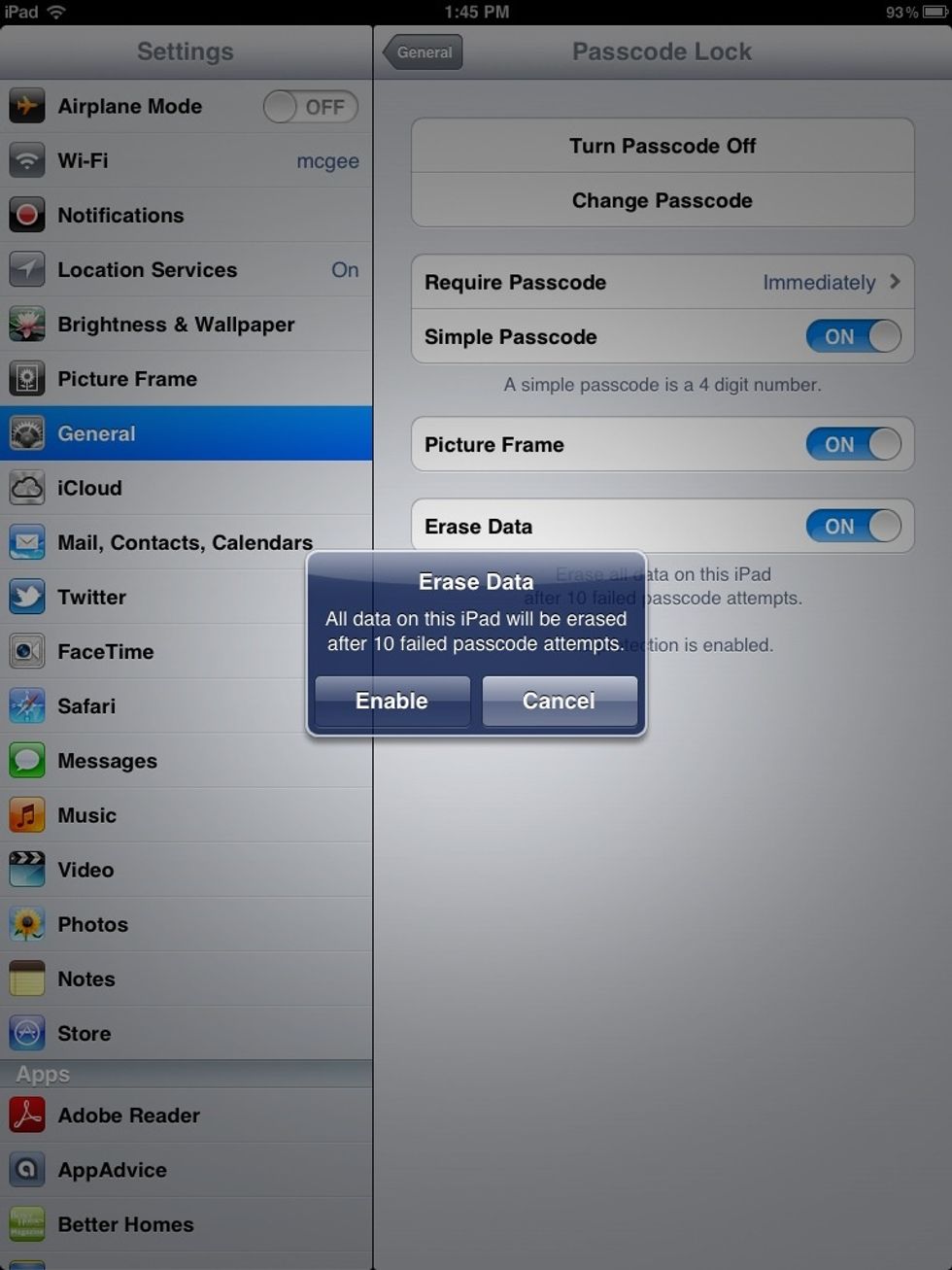 Navigate to settings > GENERAL> PASSCODE LOCK > ERASE DATA. That's all you have to do but it's very important!!!