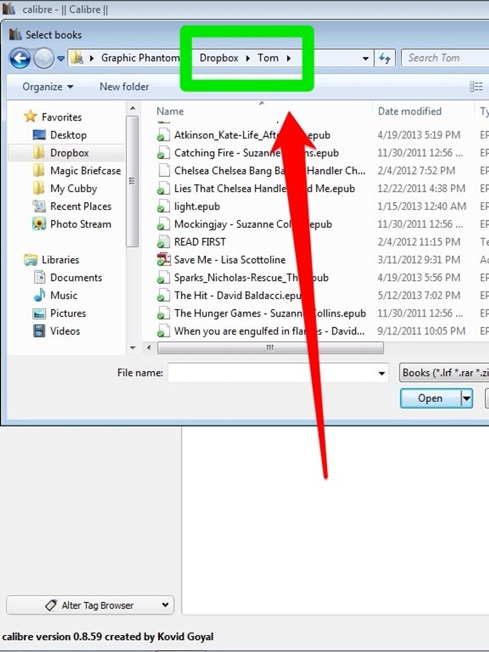 Navigate to the TOM folder in DROPBOX.