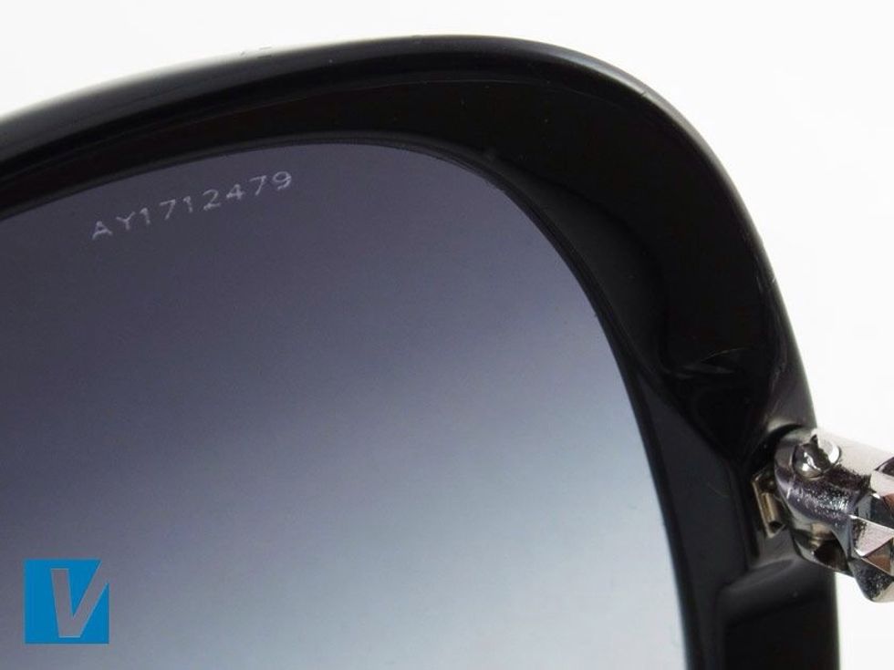 New Burberry sunglasses feature a serial number etched into the right lens. Check that it is etched cleanly and clearly into the lens.