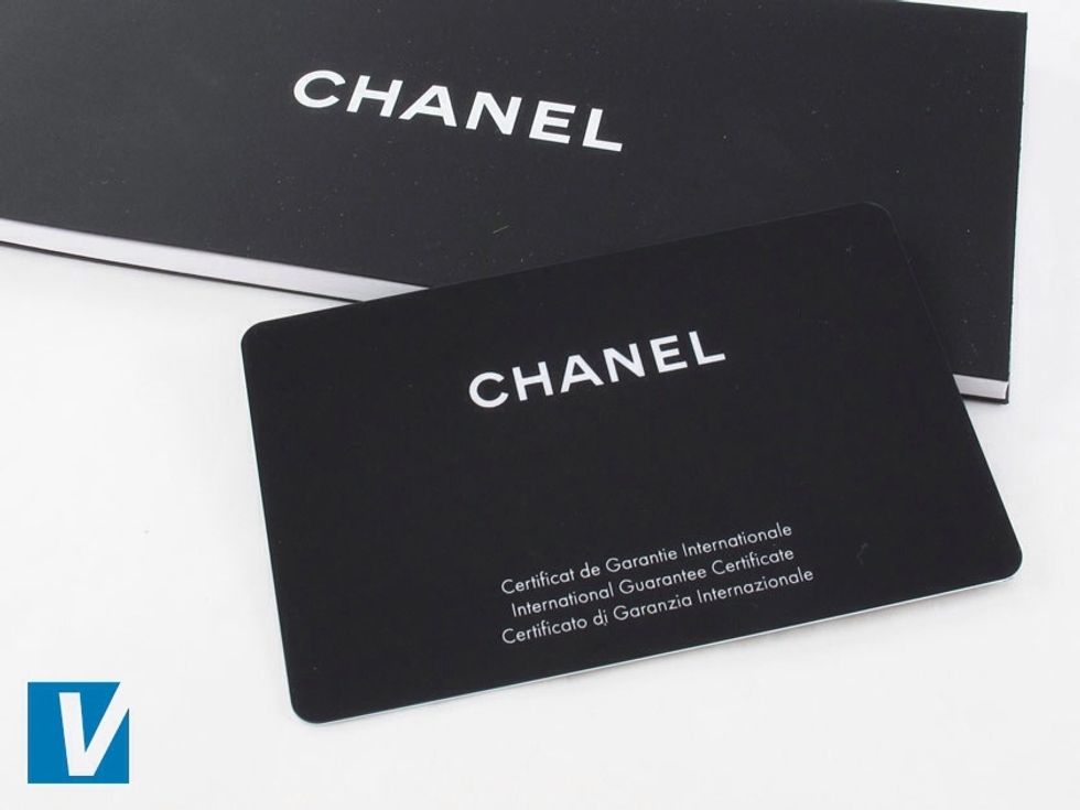 New Chanel sunglasses are accompanied by a Chanel guarantee card and booklet. The card features space for details about the sunglasses and retailer. Older models may differ.