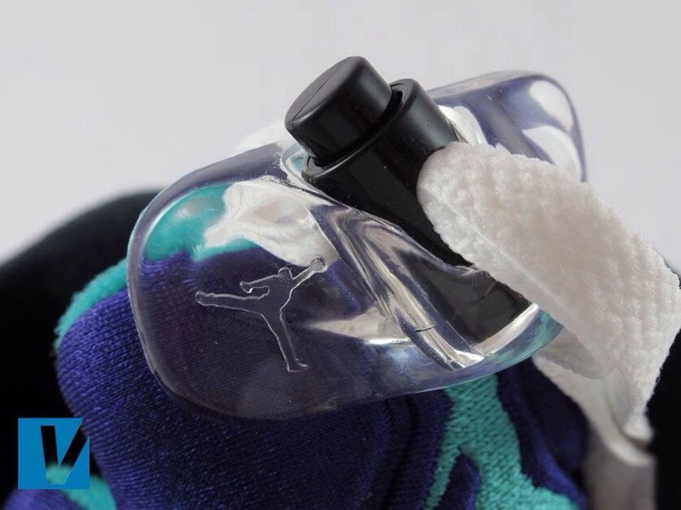 New Jordan 5's will feature a clear plastic lace lock. On that clear plastic lace lock is an embossed Jumpman logo. Check the quality of embossing and make sure the edges are sharp and clear.
