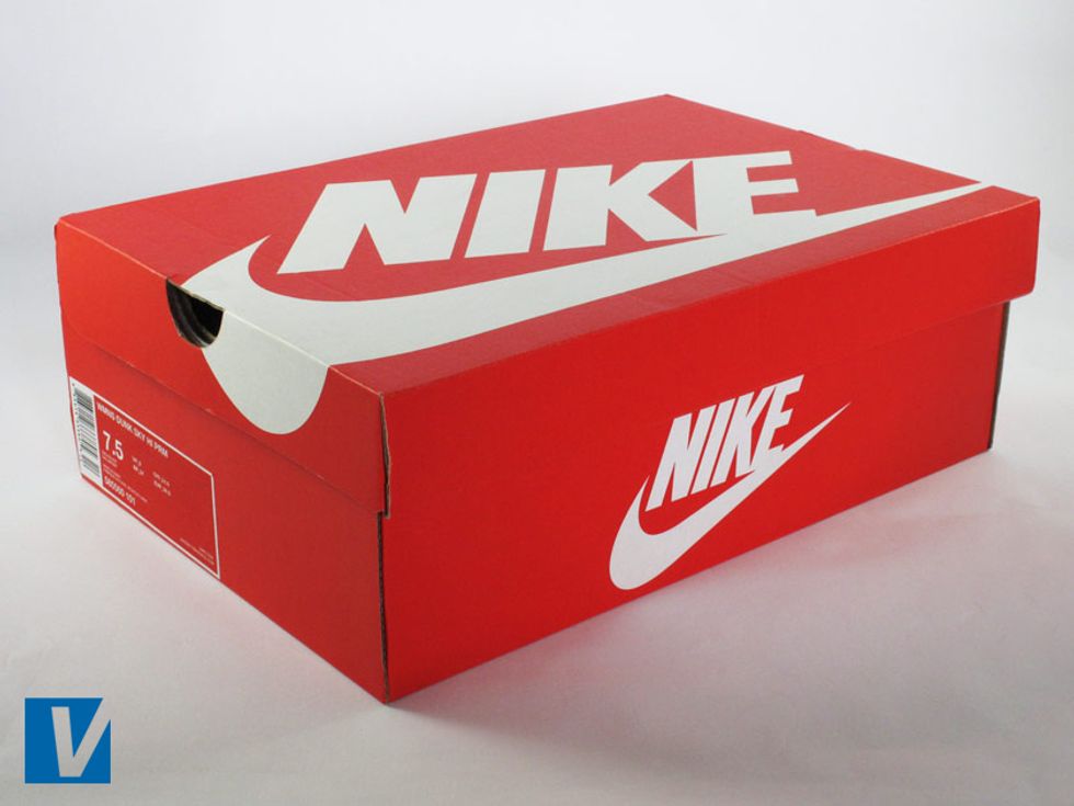 New Nikes are boxed in a strong shoe box usually featuring the logo on the lid and side. Colour and style of box varies according to style and year.