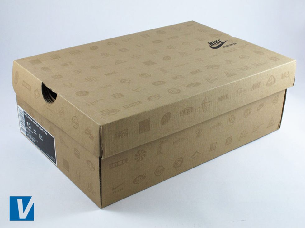 New Nikes are boxed in a strong shoe box usually featuring the logo on the lid and side. Colour and style of box varies according to style and year.
