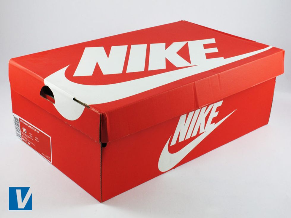 New Nikes are boxed in a strong shoe box usually featuring the logo on the lid and side. Colour and style of box varies according to style and year.
