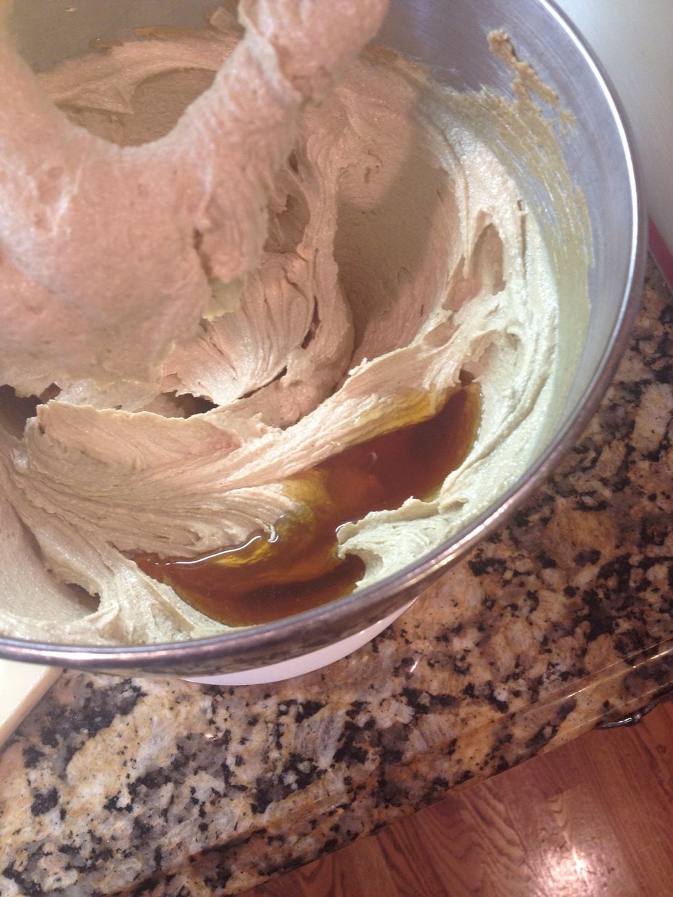 Next add 1/4 c honey and 2 tsp vanilla