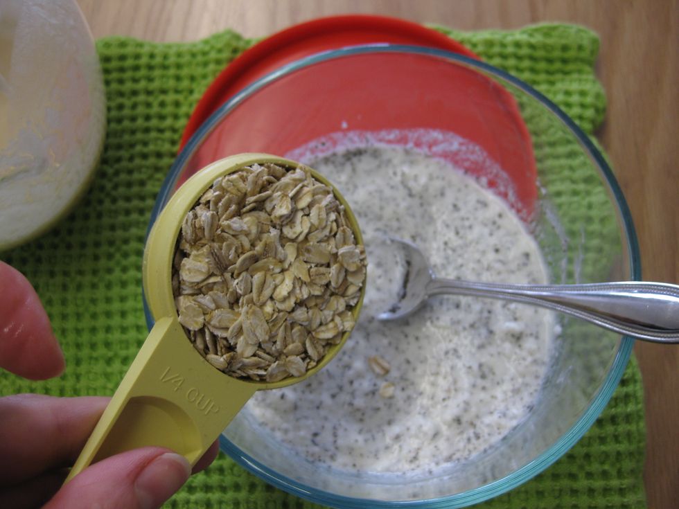 ...next add 1/4 cup rolled oats....