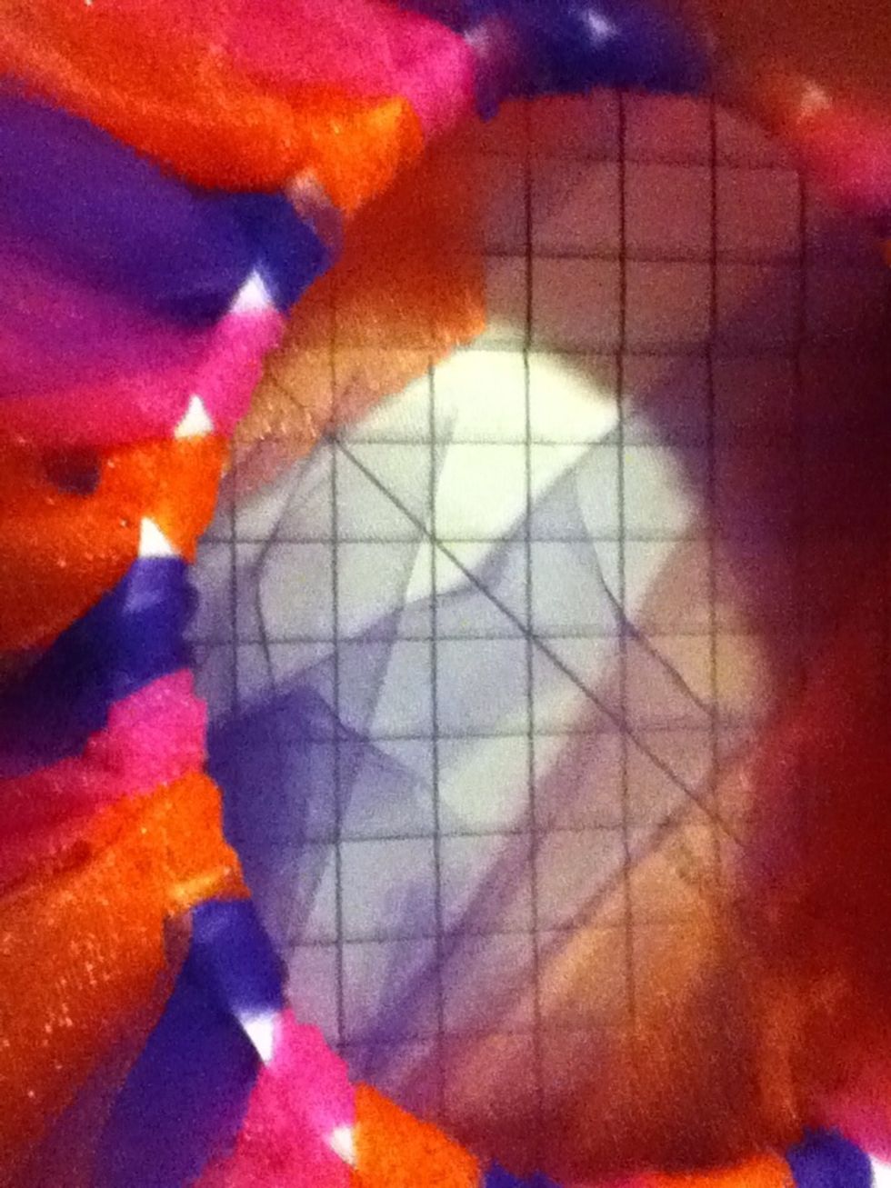 Next, add 1piece at a time, but don't open the fabric--keep it 2-ply. Do only 3 single pieces (one of each color) and then add another long strip just like the one in the previous step.