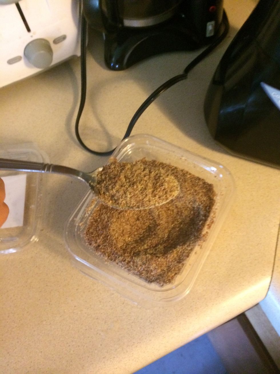 Next add 2 tablespoons of flax seeds