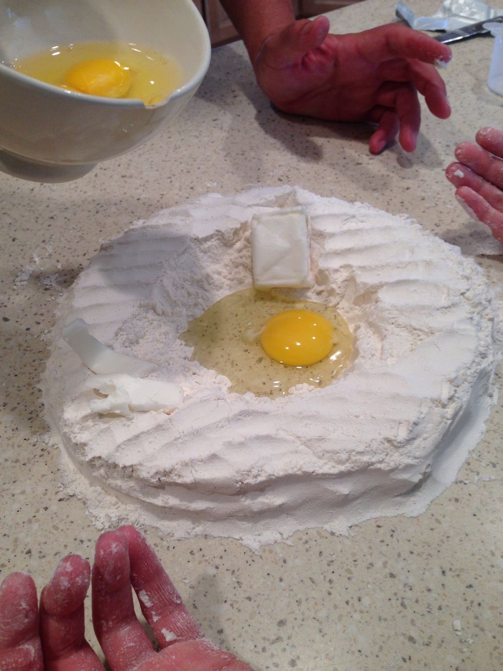 Next, add 4 tbsp crisco and one egg