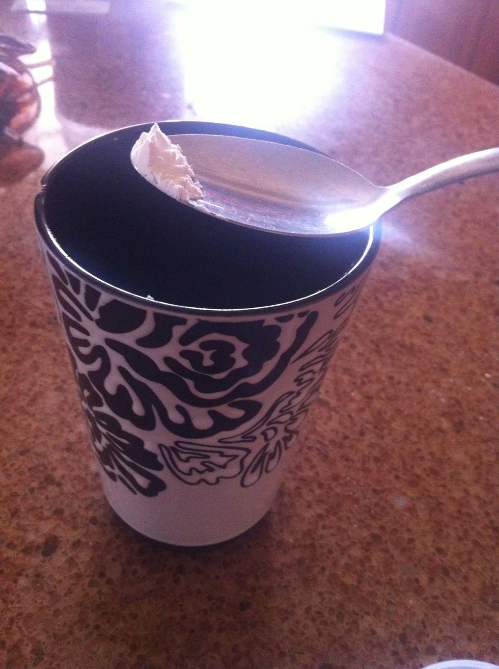 Next add a small pea sized amount of baking powder