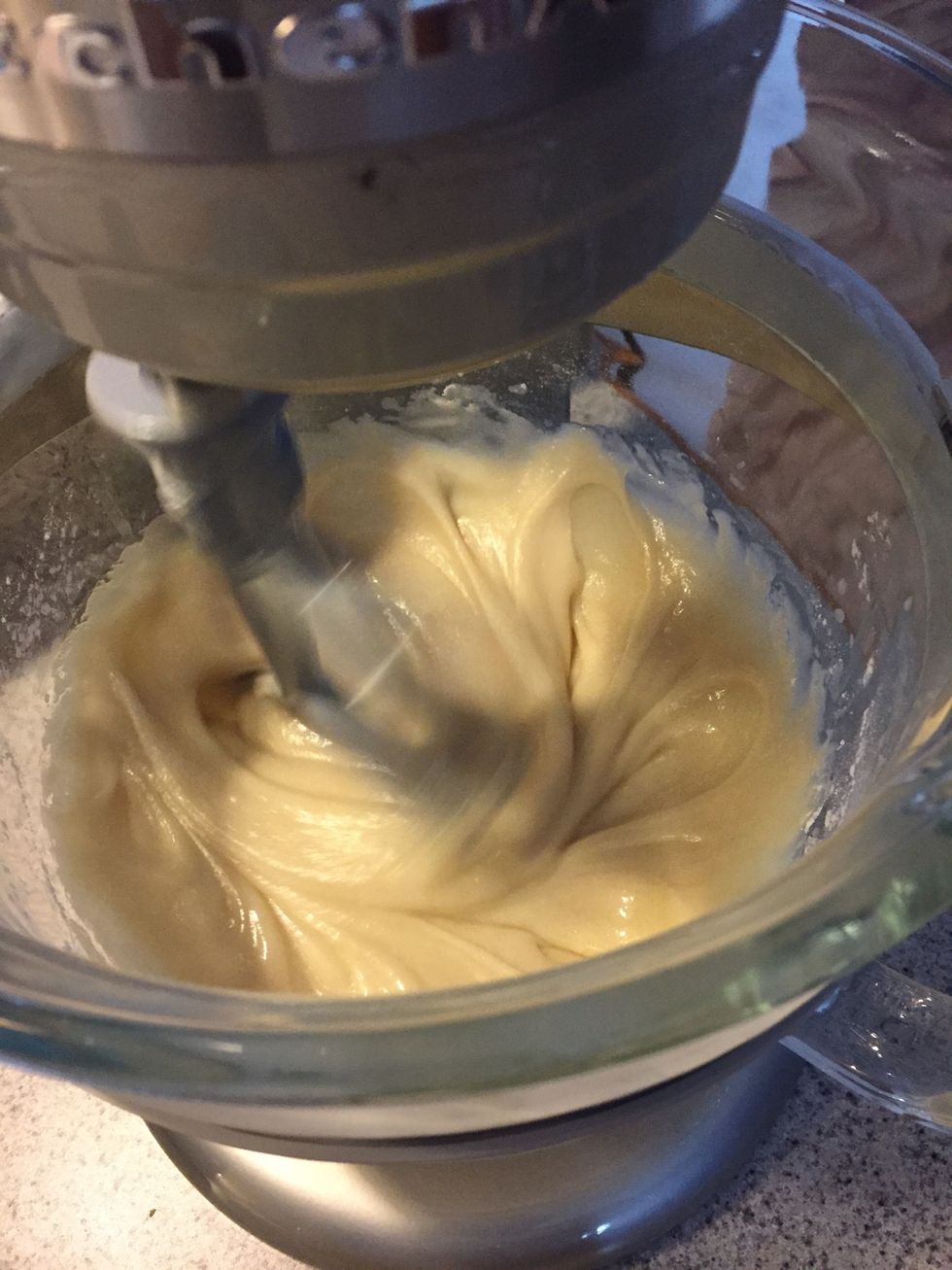 Next add all the wet ingredients and mix for 2-3 mins.