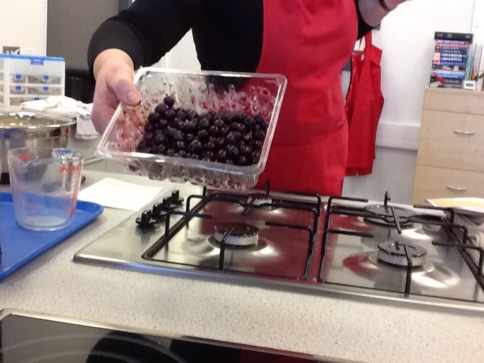 Next add blueberries to the mixture