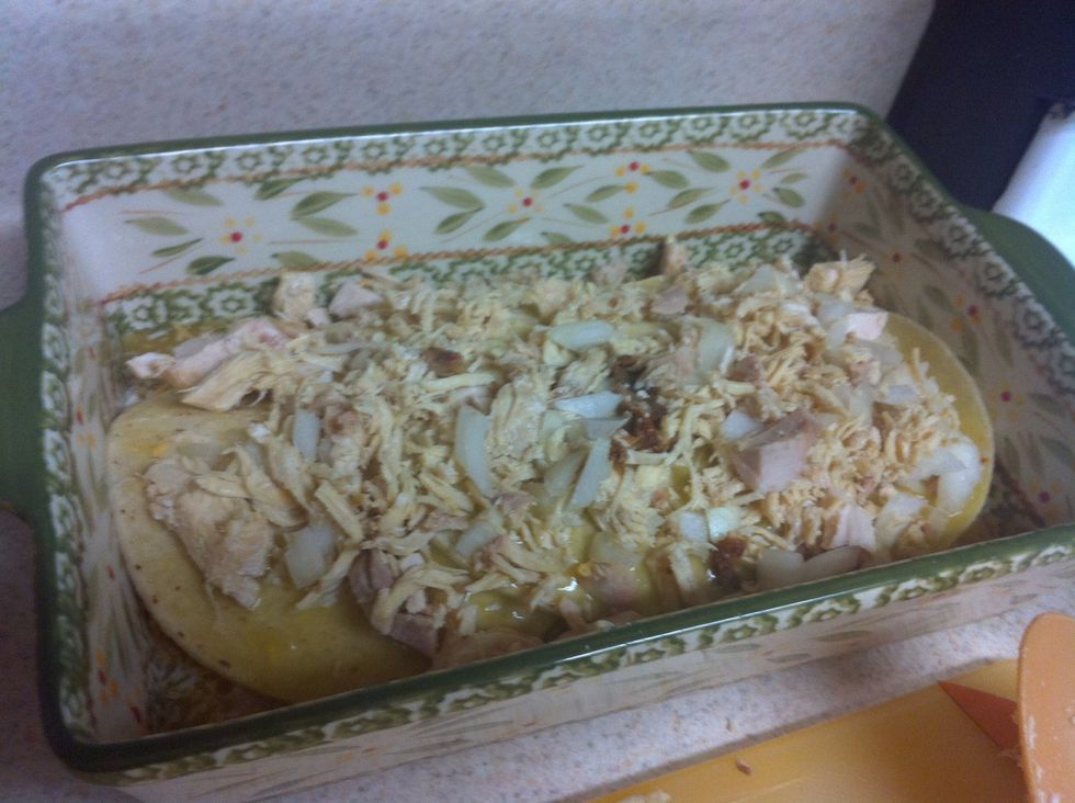 Next add chicken onion mixture