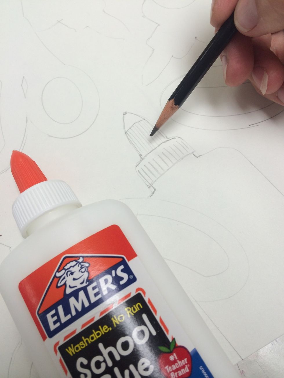 Next, add details to each shape traced. Use the original item as a reference and add details based on observation.