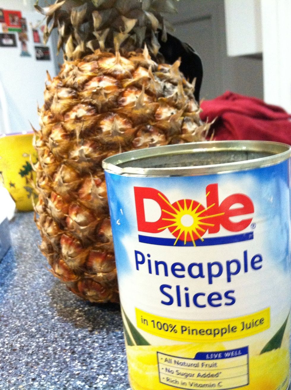 Next add in the crushed pineapples either fresh or canned.