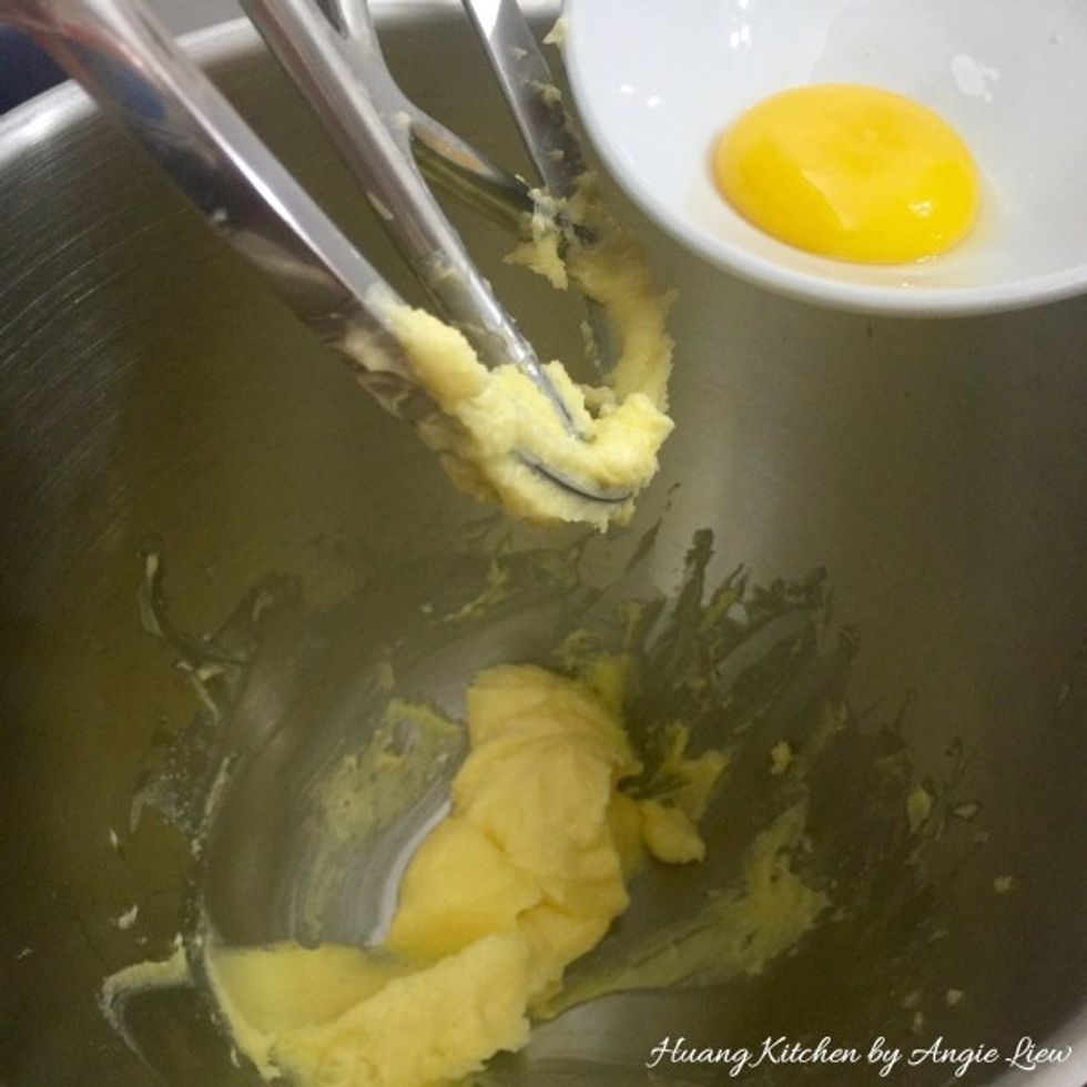 Next, add in the egg yolk.