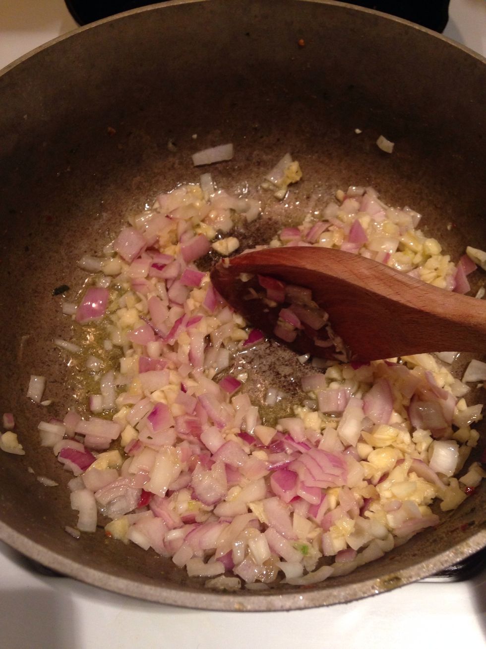 Next, add in the garlic and cook for another three minutes.