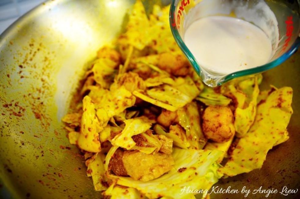 Next, add in the thick coconut milk.