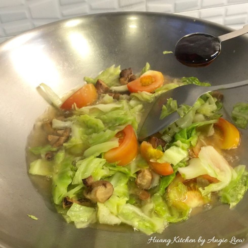 Next, add in vegetarian oyster sauce.