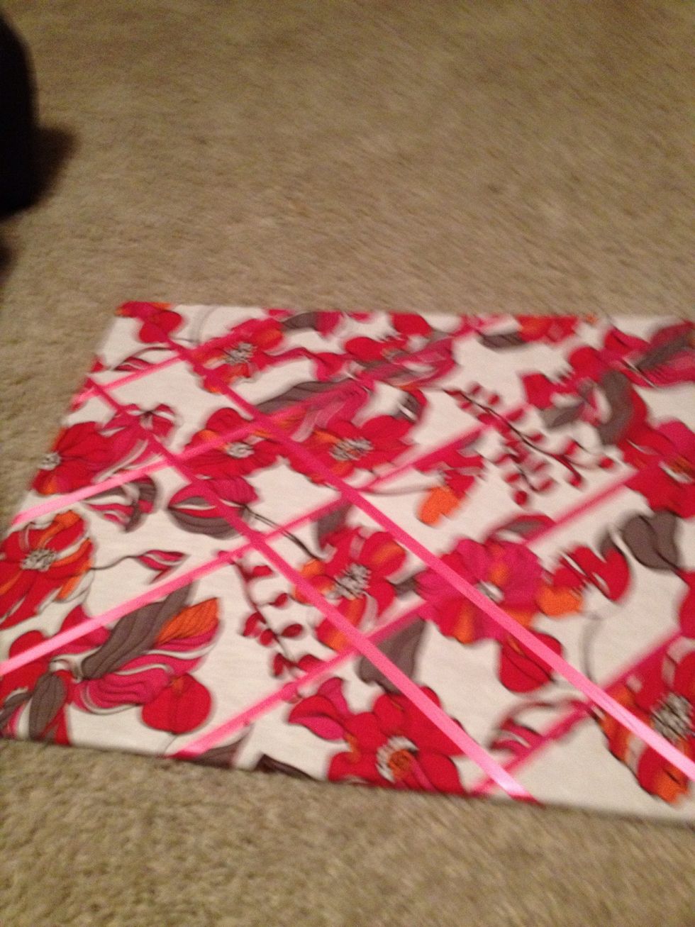 Next add ribbon in an even design. I chose a checkered look