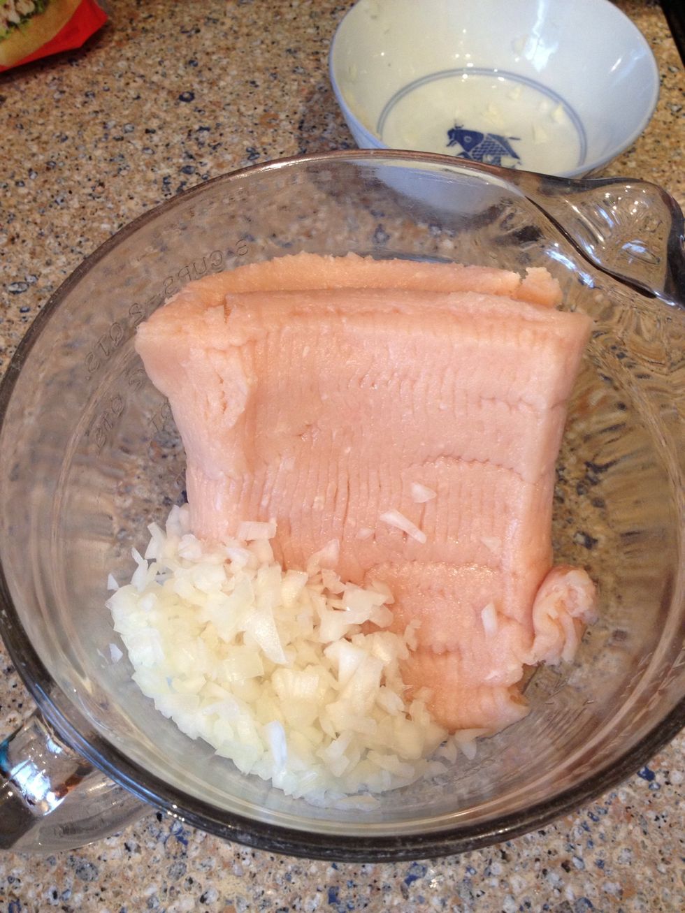 Next add some chopped onion...,