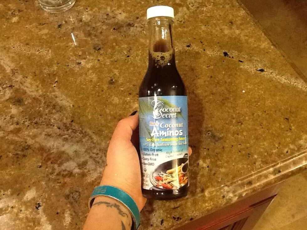 Next add the coconut aminos. I started with 2 tablespoons and tasted and added again about another teaspoon. Go with your taste.