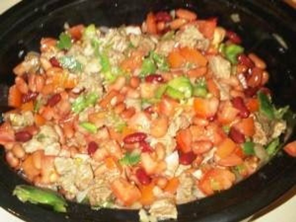 Next add the drained kidney beans and stir.  If you are concerned about sodium and can\u2019t find low sodium canned kidney beans after draining them rinse them.