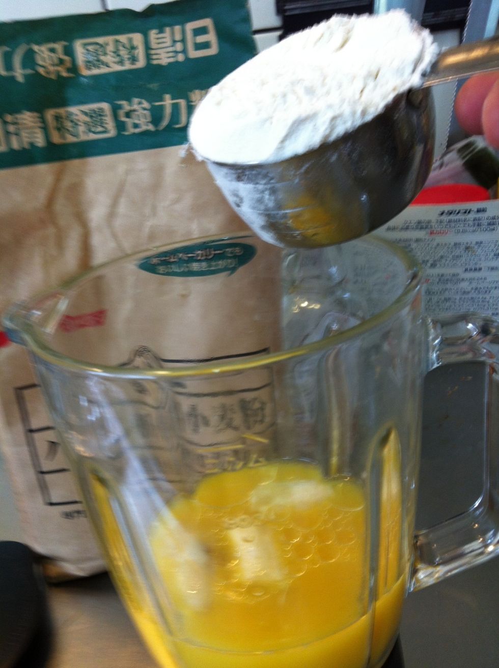 Next add the flour. You can use white flour or whole wheat. I usually use a mixture of the two.