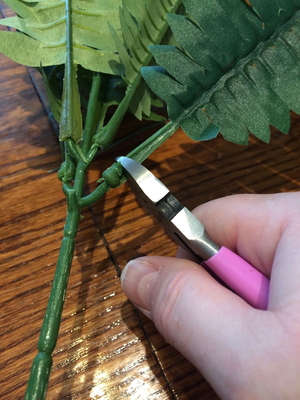 Next add the larger greenery. Cut them from the main spike.