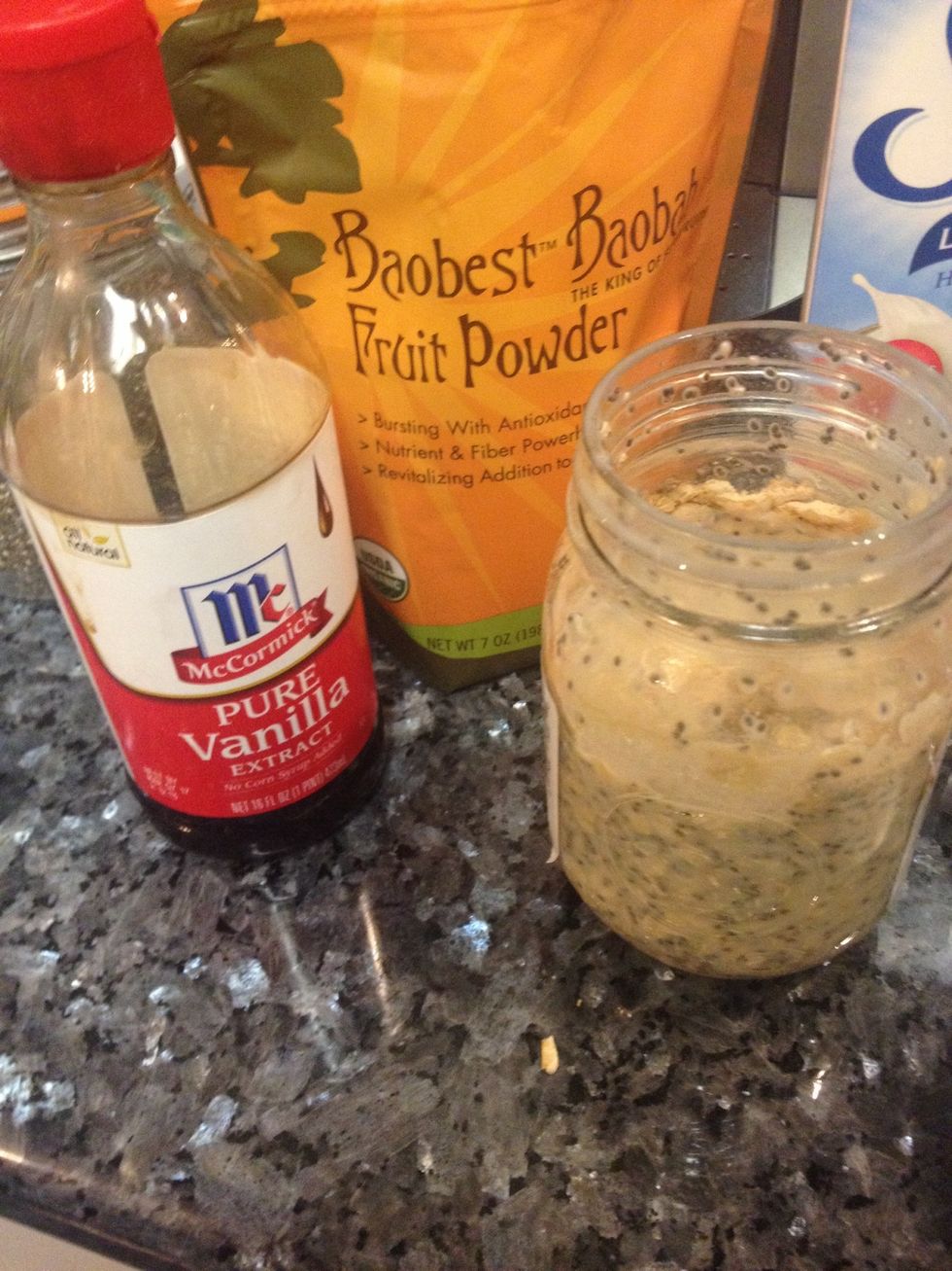 Next add the super awesome Baobab powder (if you're into that) and the vanilla then Shake!