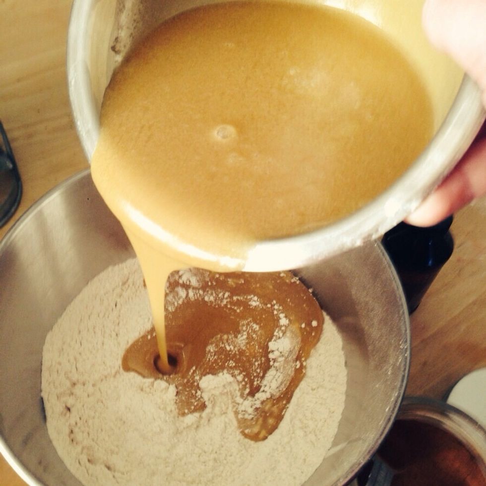 Next add the wet mixture to the dry and mix it together.  They want to be together!  We've kept them apart for far too long.