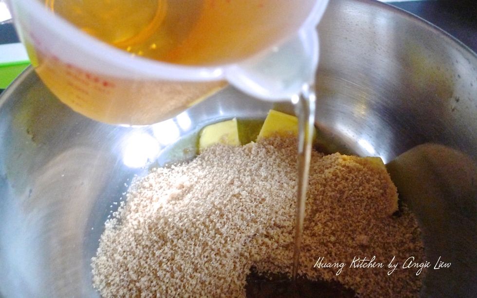 Next, add unsweetened apple juice.