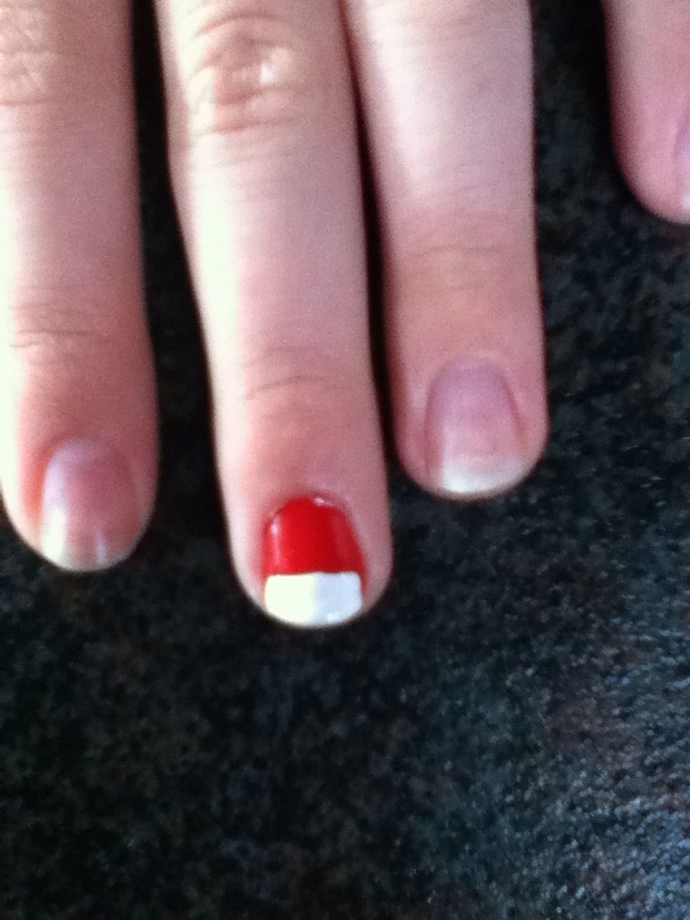 Next add white to the top of your nail