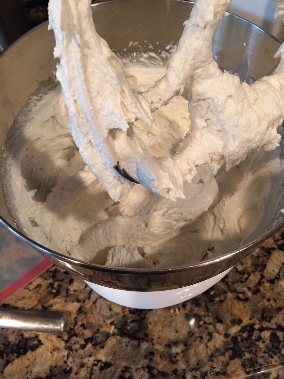 Next add your sugar, 3 cups of sugar. I beat this for about 5 minutes so that it's very light and airy