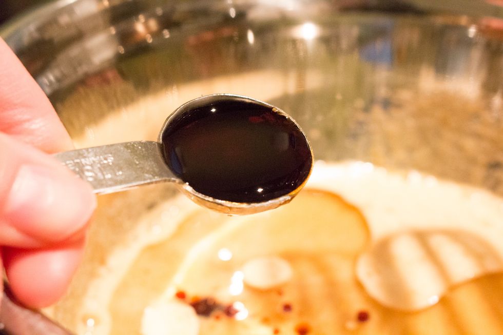 Next add your vanilla extract to the sugar/egg/oil mixture.