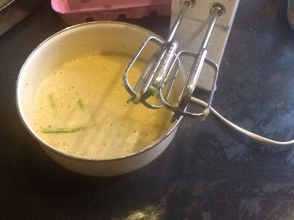 Next, add zucchini, salt and cinnamon/mixed spices and beat for about 10 seconds