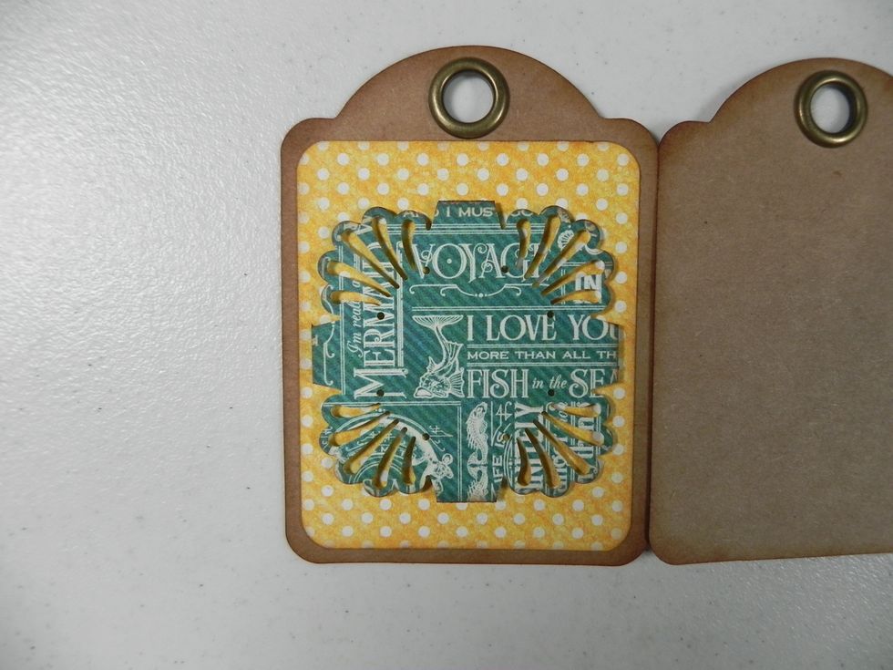 Next, attach the 2 x 2" piece, centered, using 3D foam square or similar.