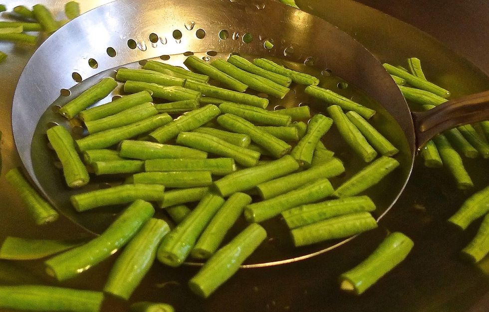 Next blanch the long bean.