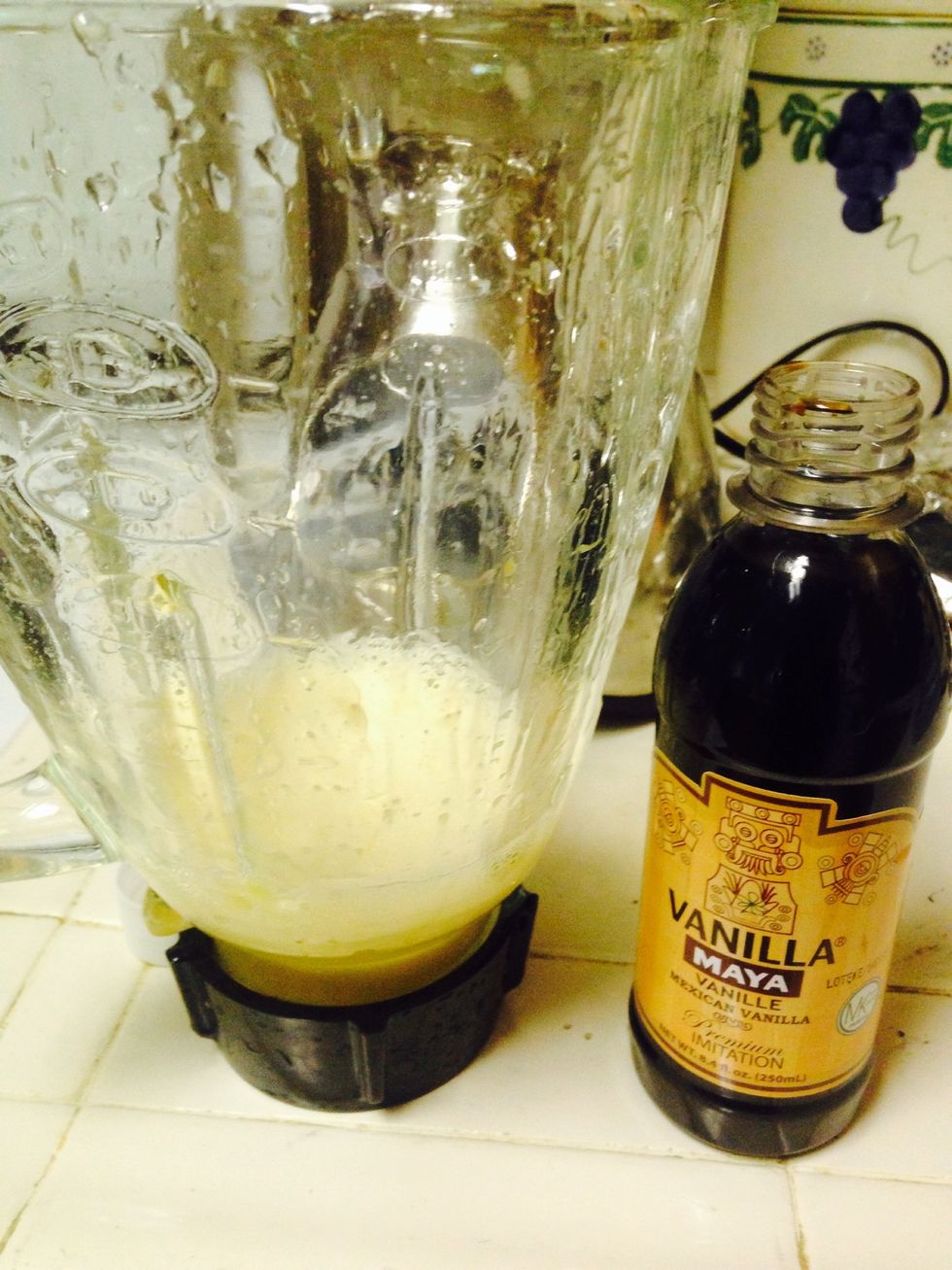 Next blend two eggs with a bit of vanilla