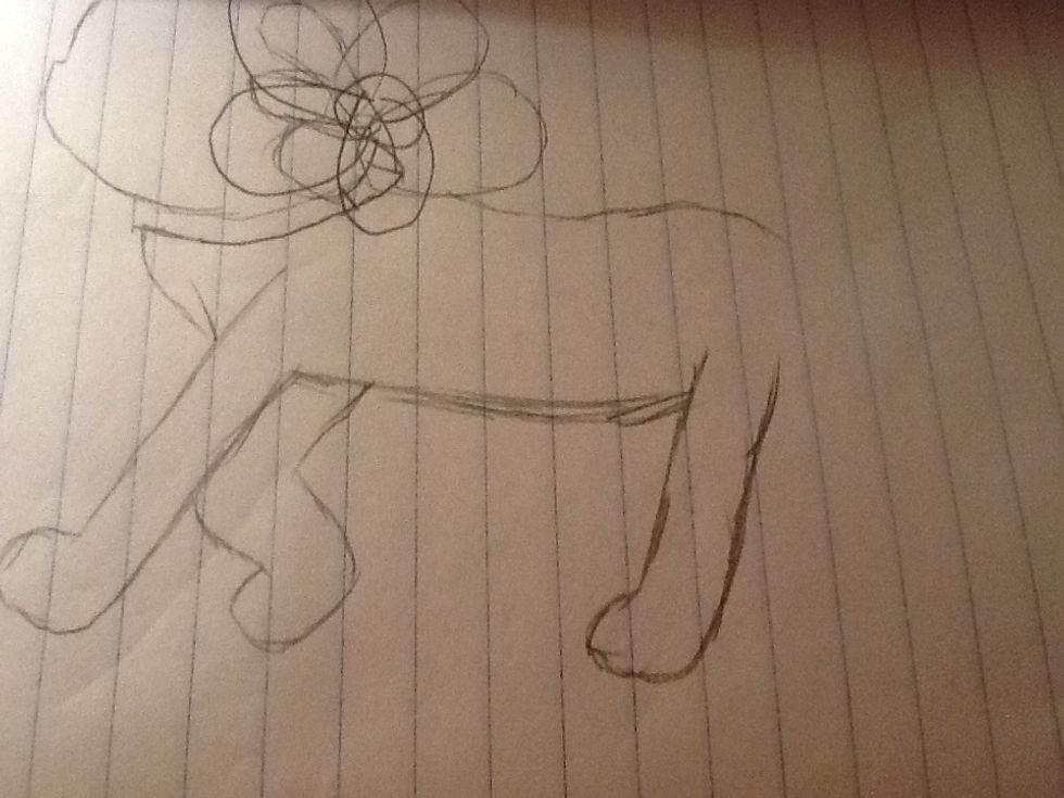 Next bring that line forward more and put another leg the same way but not the other leg. And add the line from the end of the collar to the 3rd leg