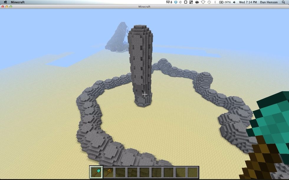 Next build a tower up to where you want the summit to be.