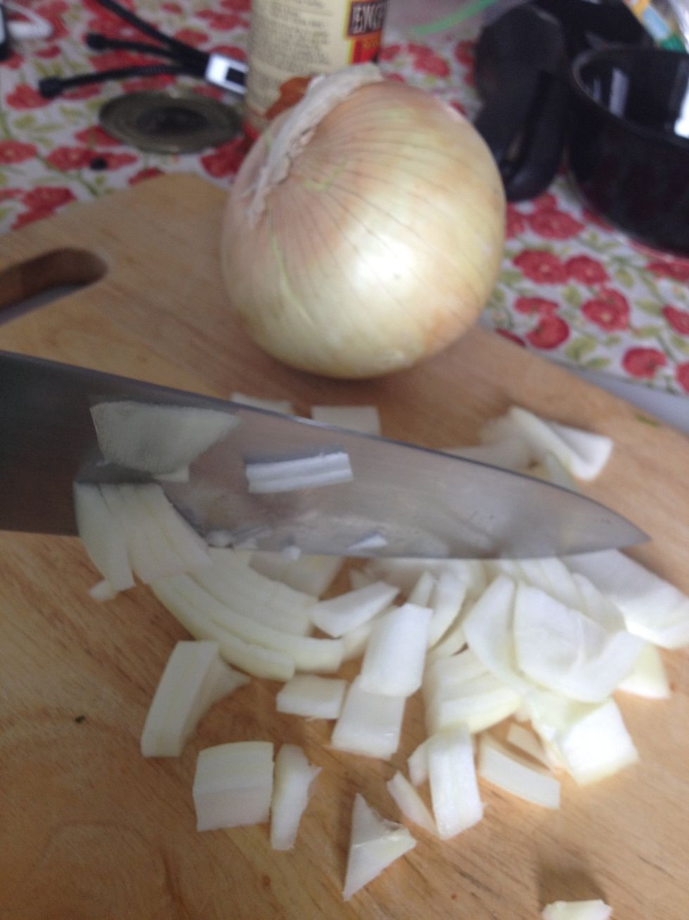 Next chop up your onion.