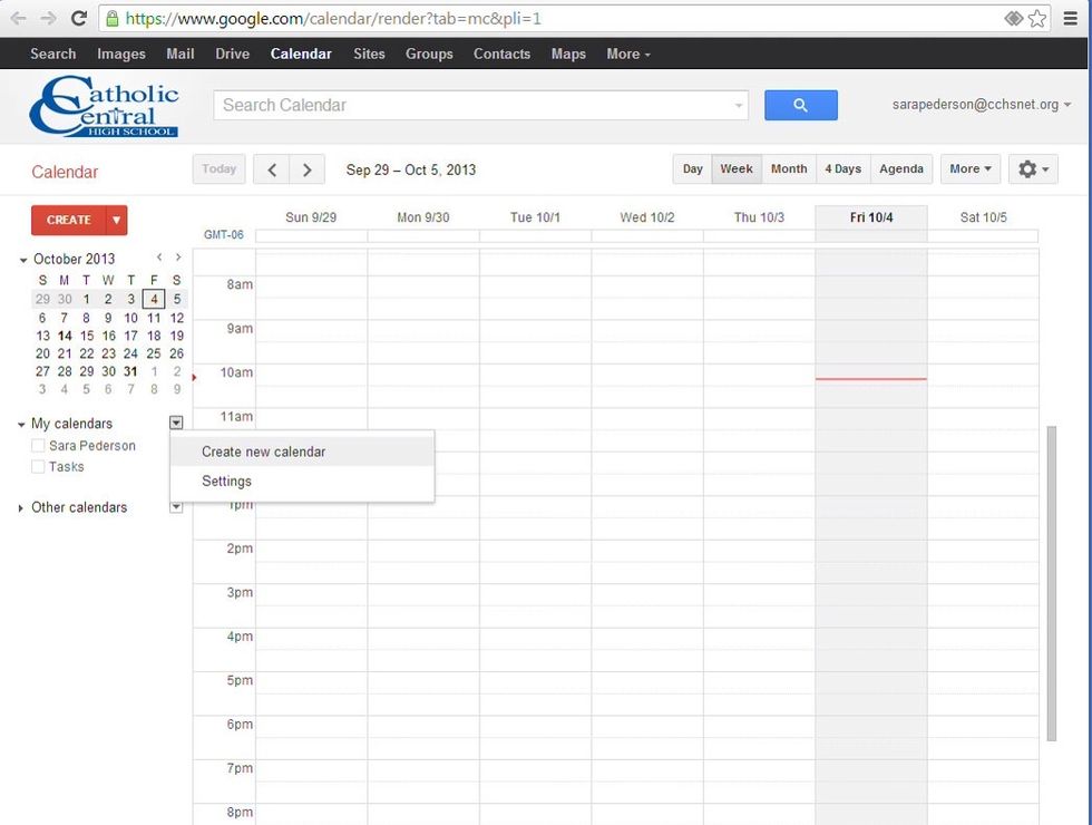 Next click Create a New Calendar.
