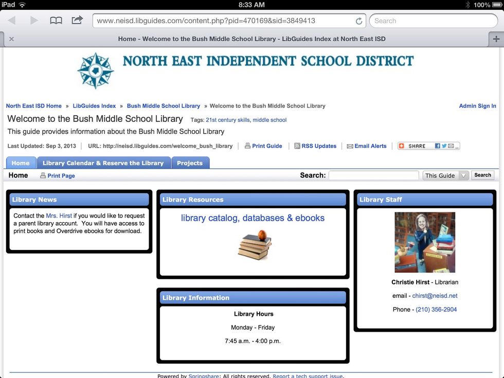 Next, click the blue link "library catalog, databases & ebooks" above the stack of books with the apple on top.
