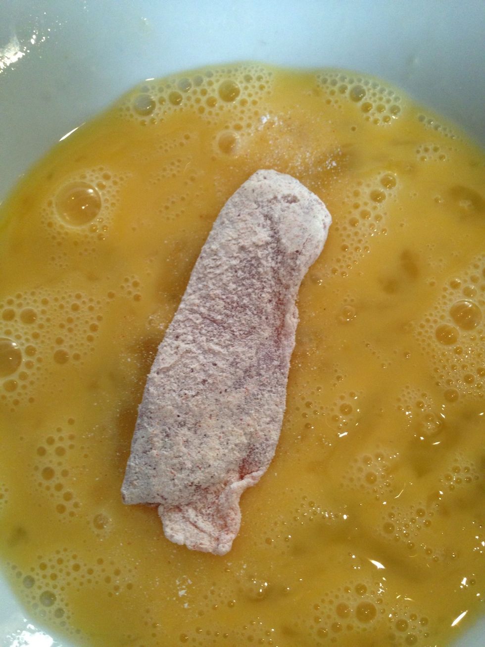 Next coat it with egg