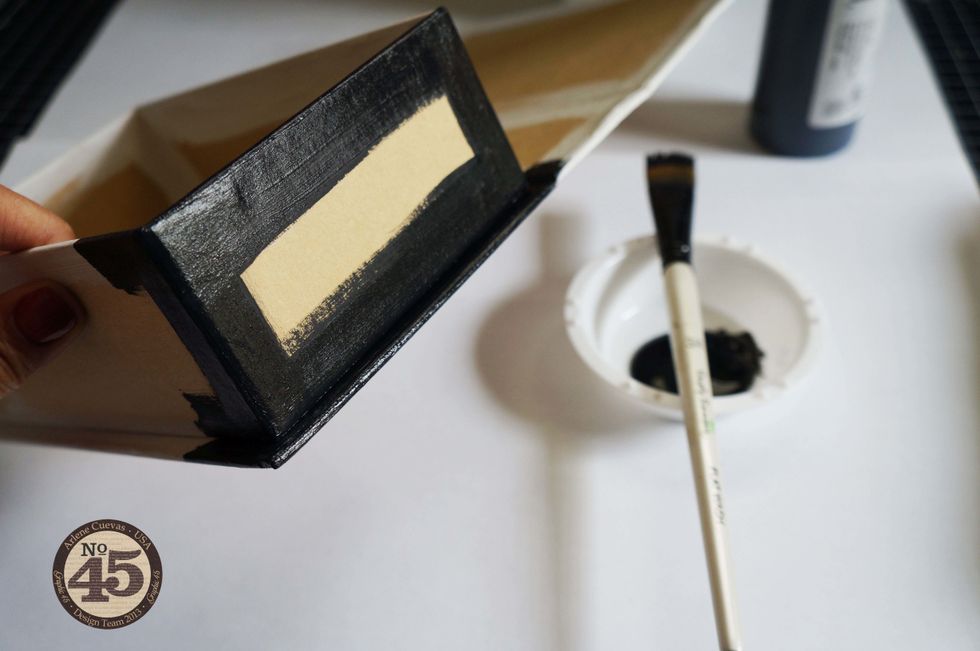 Next, cover with acrylic paint. You can choose to dry the paint with your heat tool or let it air dry if you have time.