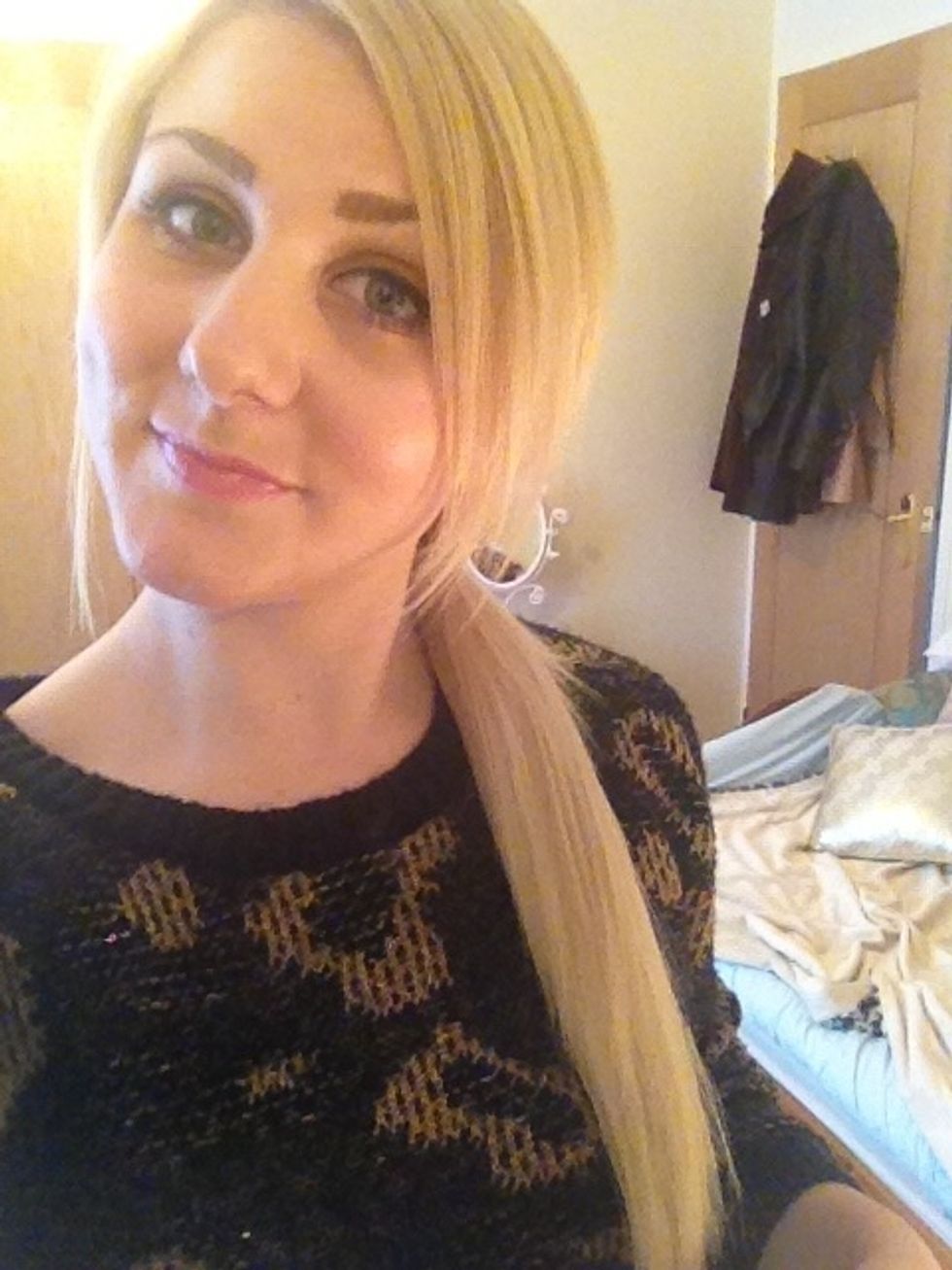 Next create a side pony but only tie loosely - you will be taking this out later