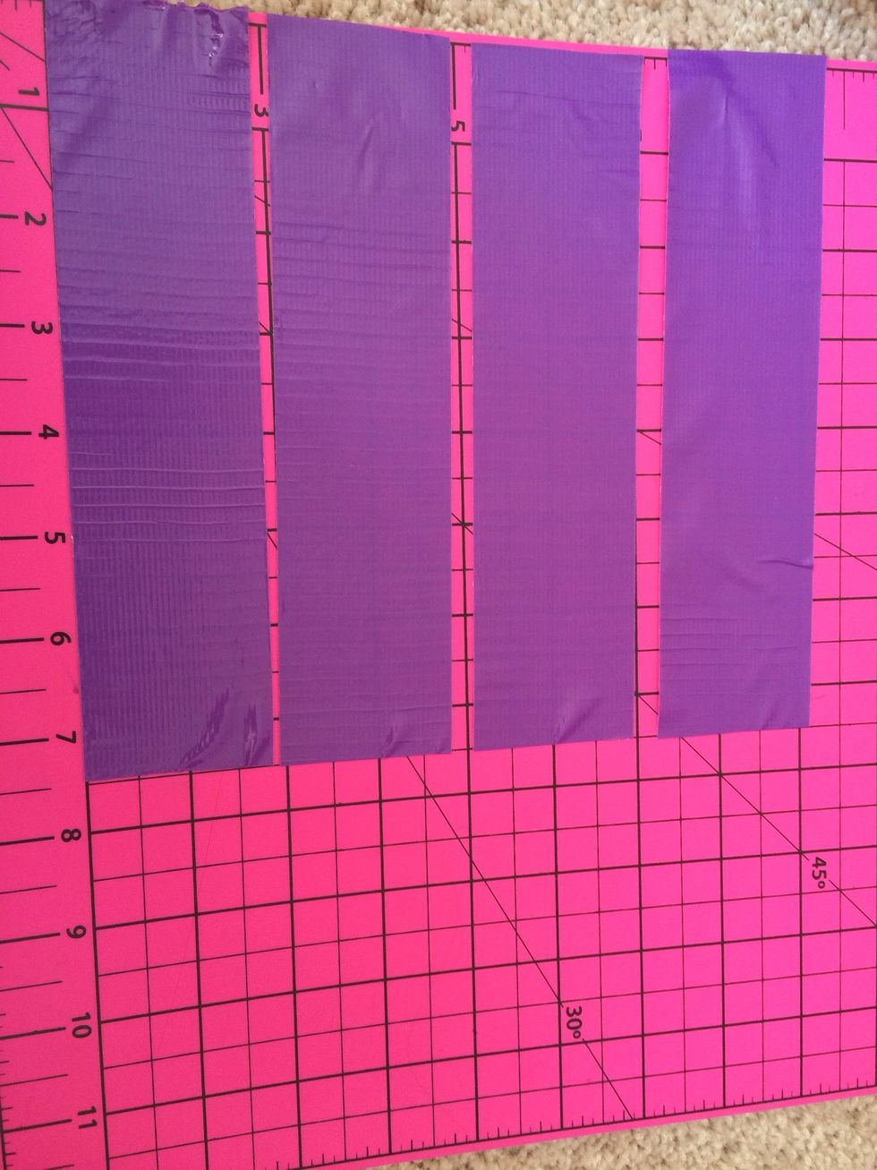 Next cut another four 7.5 inch pieces of colored duct tape