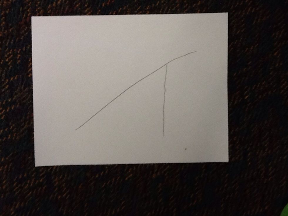 Next Draw a line going down.connecting to the diagonal line.