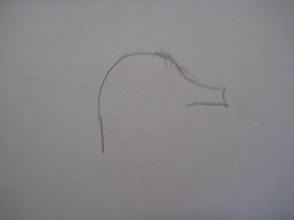 Next, draw a little trunk for him.